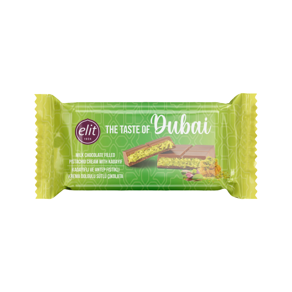Elit The Taste Of Dubai - Chocolat au lait garni de crème pistache avec Kadayif