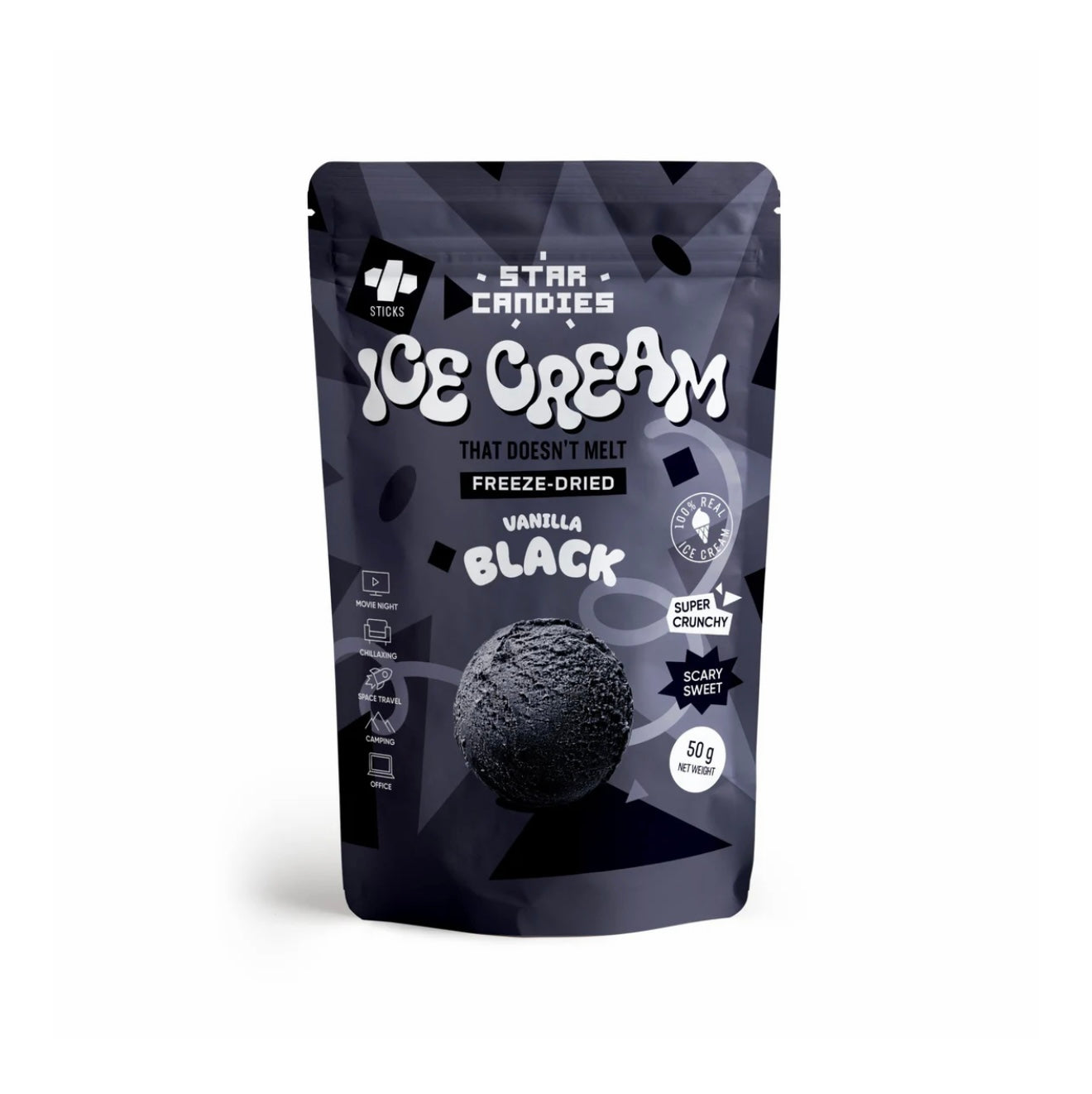 Star Candies Freeze-Dried Ice Cream Black Vanilla Small