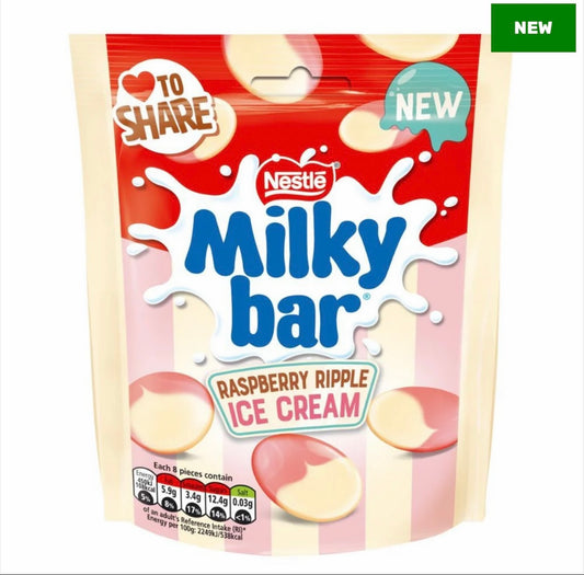 Nestlé MilkyBar Raspberry Ice Cream, Chocolat Blanc, framboise Anti-Gaspi (04/25)